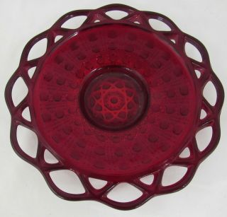 Vintage Imperial Glass Ruby Red Amberina Button & Cane Plate Replacement
