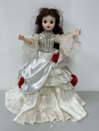 Madame Alexander Cissy Doll In Handmade White Gown W Red Roses Ghostly