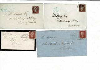 G147 Gb Qv 1d Penny Reds On Covers X4