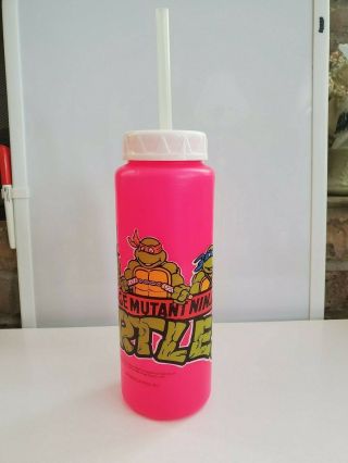 Teenage Mutant Ninja Turtles Tmnt Vtg 1988 Plastic Water Bottle Pink