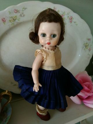 Vintage Madame Alexander - Kins Doll 1950s Tagged Dress,  Brunette 7 1/2 "