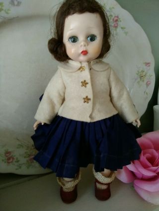 Vintage Madame Alexander - kins Doll 1950s Tagged Dress,  Brunette 7 1/2 