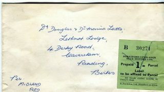 Cover With Stratford On Avon Blue Motors Parcel Stamp C 1960