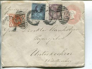 Great Britain Uprated Stationery Cover To Germany 1893