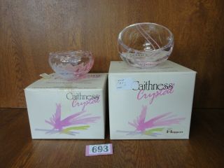 2 Pink Caithness Crystal Art Glass Bowls - & Boxed