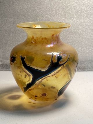 Art Glass Vase By Elodie Holmes Human Figure And Millefiori 2007 Amber