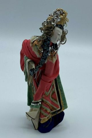 Antique Chinese Opera Paper Mache Doll,  6 1/4 ",  Early 1900s`