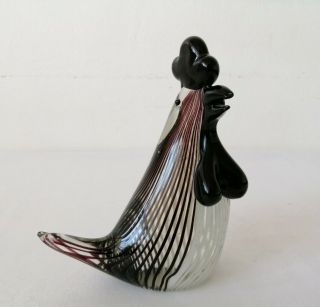 Murano Glass Striped Bird Rooster Ornament Paperweight