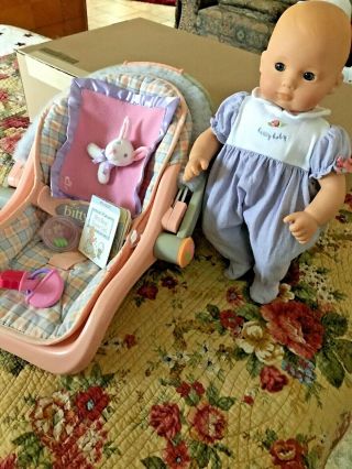 American Girl Bitty Baby Travel Seat/carrier With Doll And Accessories