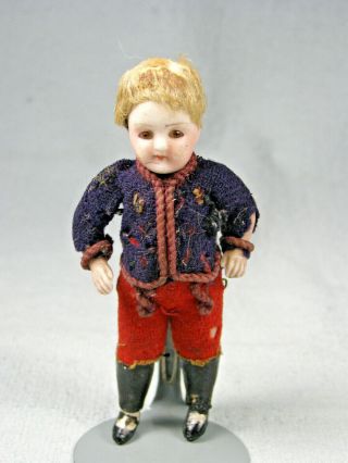 Antique All Bisque 3 - 3/4 " Tall Jointed Boy Doll