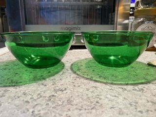 Arcoroc Emerald Green Glass Cereal Bowls - Set Of 2 Made In France