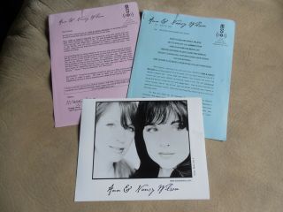 Ann & Nancy Wilson Promotional Press Kit With 8x10 Photo & Bio & Hype Heart 1999