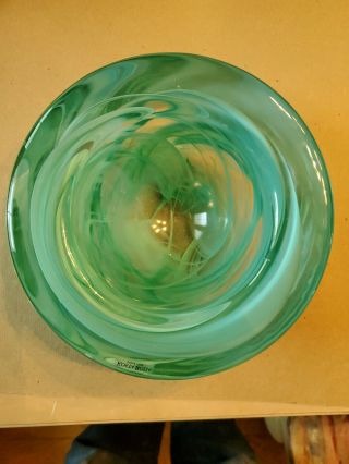 Kosta Boda Aqua Blue Green Swirl Votive Candle Holder Anna Ehrner Sweden Glass.