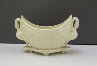 Victorian Sowerby & Co Queensware Ivory Royal Swan Glass Vase - Uranium 3
