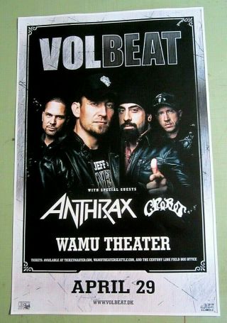 Volbeat & Anthrax 2015 Tour April 29 Seattle Concert Show Flyer Poster