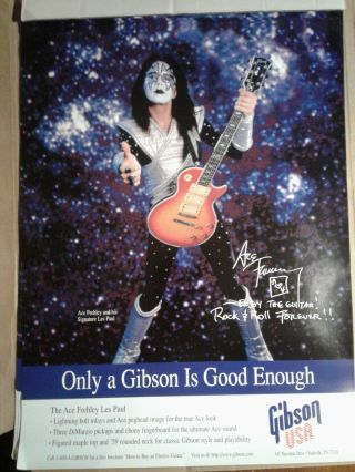 Ace Frehley - Gibson Guitar Promo 2 - Sided Poster - Kiss - Les Paul 1996