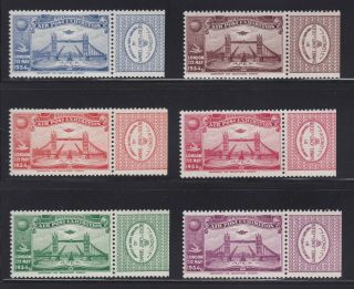 Auc10001) Gb 1934 Air Post Exhibition Stamps Set Of 6,  Muh