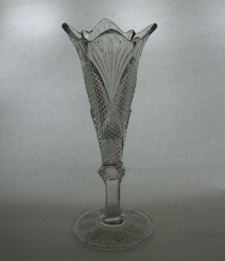 Eapg Unidentified Fan And Diamond Trumpet Vase 9.  75 "