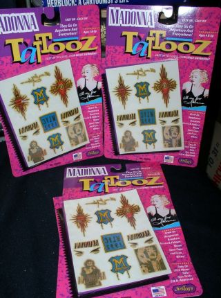 3x Madonna Tattooz 1991 Packages Of Temporary Tattoos