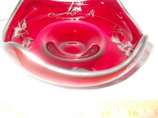 40th Anniversary Ruby Glass Candy Dish Silver Overlay