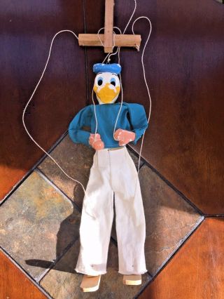 Vintage Disney Donald Duck Puppet Marionette Plaster Head And Hands,  Wood Feet