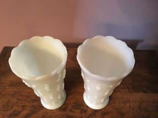Vintage White Milk Glass Dots & Teardrop Design Vases