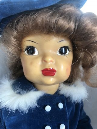 Vintage Terri Lee Doll Patent Pending 16” Velvet Coat Hat Rewigged 2