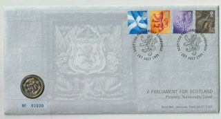 British Stamp Coin Cover - A Parliament For Scotland - Unc.  £1.  00 Coin