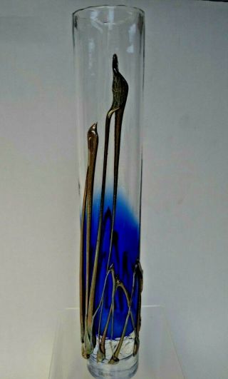 Studio Art Glass Vase With Metal Framework