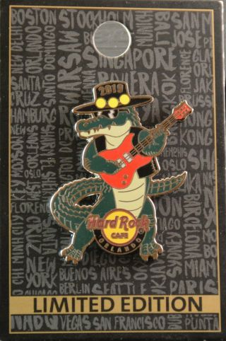 Hard Rock Cafe Orlando 2019 Alligator Playing Guitar Pin,  On Card