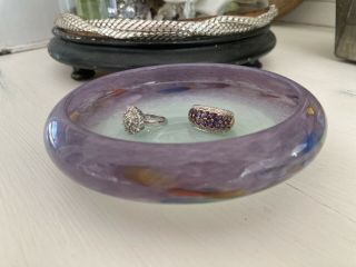 Monart Scottish Art Glass Collectable Pin Dish Gorgeous Unusual Lilac 12 Cm
