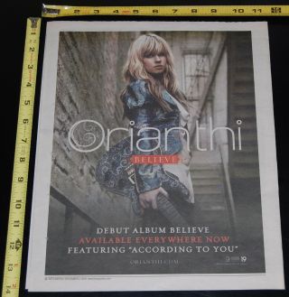 Orianthi Believe 2009 Album Record Full Page Ad Paul Reed Smith Prs Guitar
