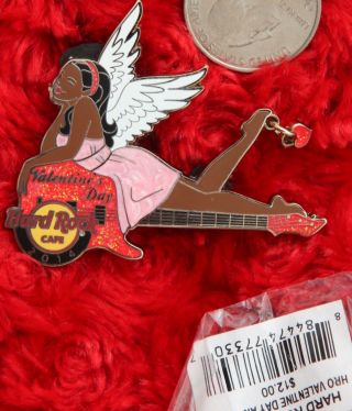 Hard Rock Cafe Pin Online Valentines Day Cupid Angel Girl Heart Dangle Black 