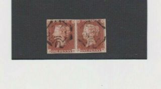 1841 1d Red Plate 36 Pair Dd - De With Double D And Maltese Cross Cancels 4 Margin