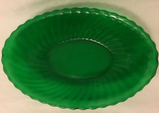 Vintage Emerald Green Glass Dish Bowl Oval Oblong Candy Nut Relish Collectible