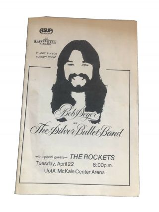 Bob Seger Silver Bullet Band Concert Handbill Flyer Program 1980 Tucson Az