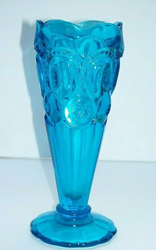 Le Smith Blue Moon Stars Glass Mid Century Vase