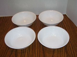 Set Of 4 Corelle Soup/cereal Bowls Winter Frost White