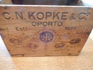 Old Kopke Five Star Antique Brandy Bottle Wood Crate Box St.  Louis Mo Hilfer Co