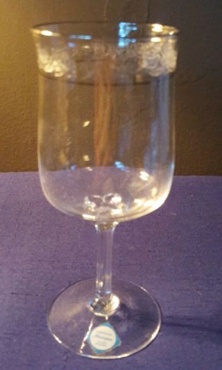 Lenox 6 1/4 " Moonspun Platinum Trim Lead Crystal Hand Etched Wine Goblet