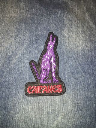 Caifanes Rock Coyote Patch,  Sew On,  Purple And Red On Black Background