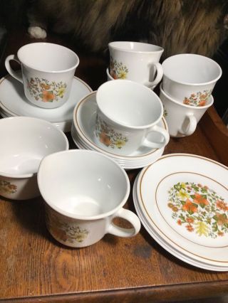 Vintage Corelle Corning Ware Indian Summer Set Of 8 Coffee Tea Cups Mugs Euc