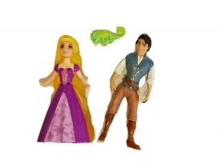 Rapunzel,  Flynn And Pascal The Chameleon - Approx 4 Inch Posable Toys/ Cake Top