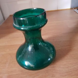 MID CENTURY MODERN Scandinavian small glass vase green bulbous 2