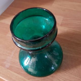 MID CENTURY MODERN Scandinavian small glass vase green bulbous 3