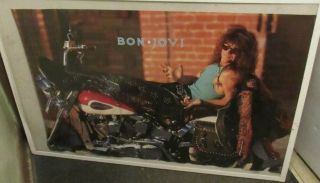 Bon Jovi Poster Mid 1989 Rare Vintage Collectible Oop Motorcycle Harley