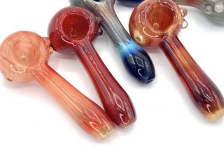 Tobacco Smoking Herb Glass Pipe Bowl Hand Blown Spoon Pipes 4.  5 "