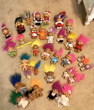 35 Vintage Troll Dolls By Russ,  Dam,  And Ace Novelty Co