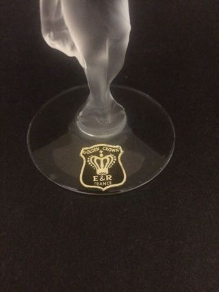 Golden Crown E&R Art Glass France Small Wine Glass Crystal Frosted Stem Woman 3