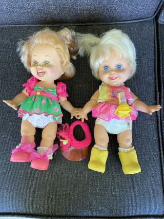 2 Vintage Dee Dee & So Funny Natalie Baby Face Doll Galoob 1990